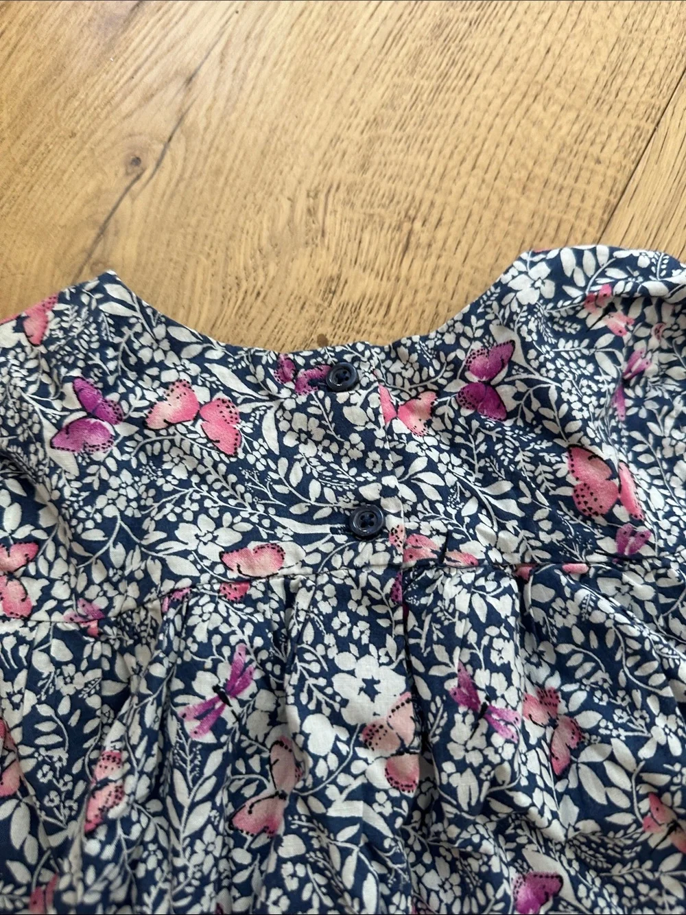 GAP Navy Floral Long Sleeve Top with Pink butterfly 5T